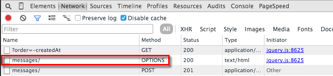 HTTP OPTIONS request in Network panel of Chrome Developer Tools